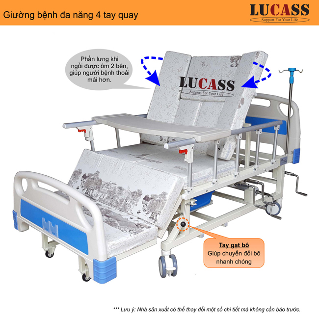 Giường bệnh nhân 4 tay quay Lucas GB-T41