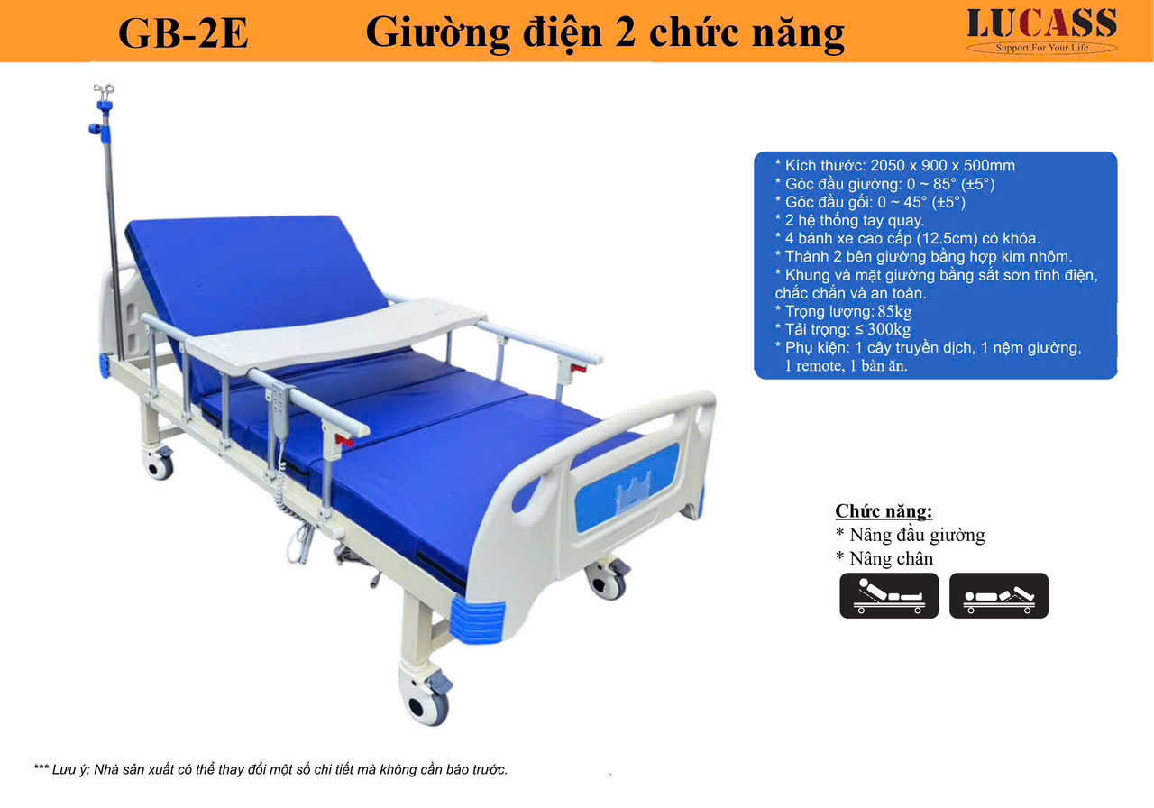  Giường bệnh sử đụng điện Lucass GB-2E mới 95%