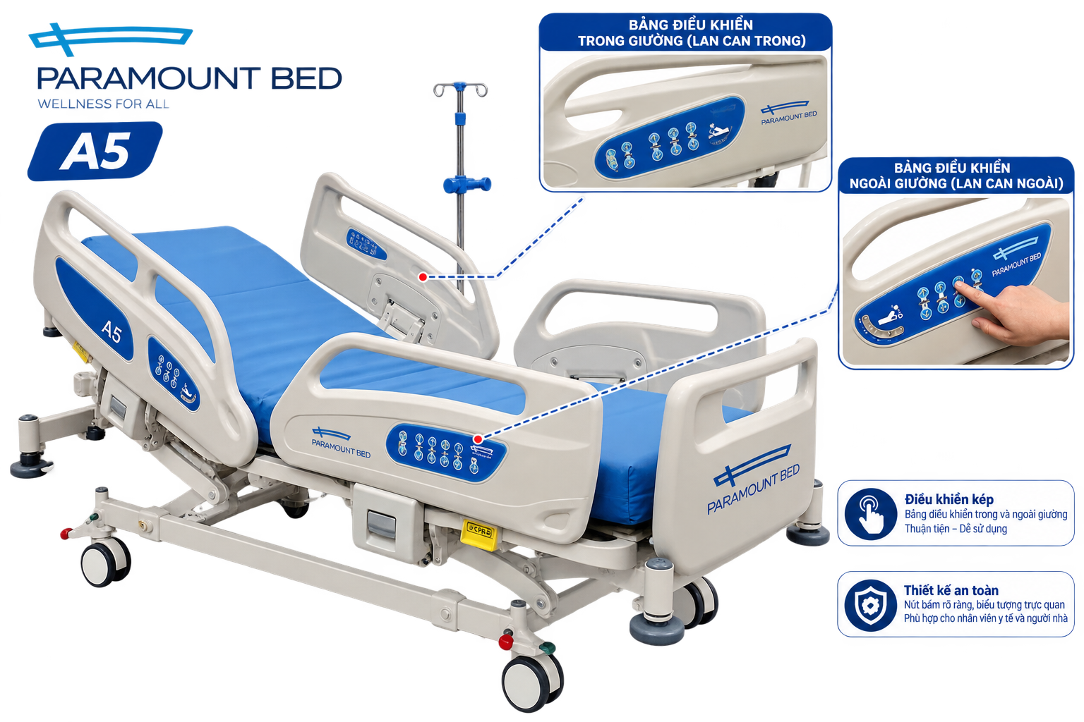 Giường ICU cao cấp Paramount Bed A5 4 động cơ