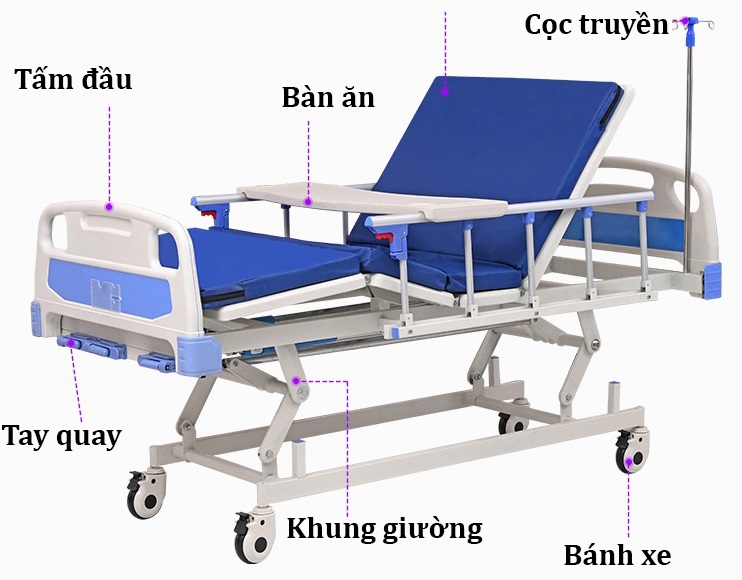 Giường 3 tay quay nâng hạ MAKATA MT03 Trung bày thanh lý mới 100%